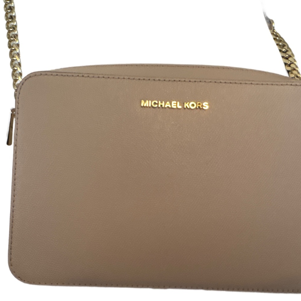Michael Kors Jet Set Beige/Nude Crossbody Bag with Gold Accents